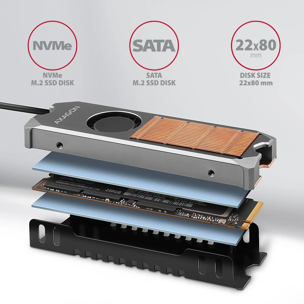 AXAGON CLR-M2FAN heatsink for M.2 SSD
