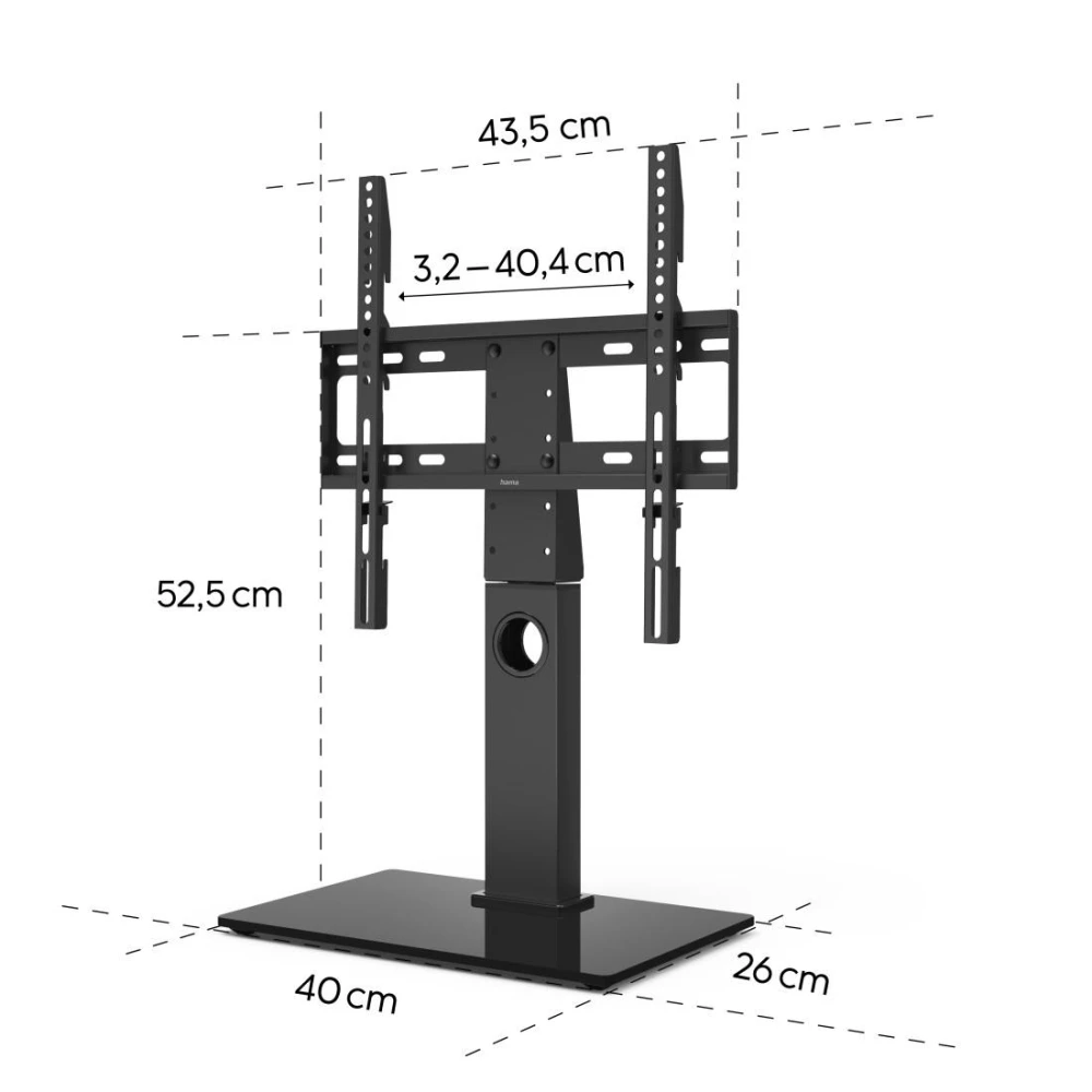 Стойка за TV HAMA, въртяща се, регулируема на височина, 140 см (55") до 30 кг