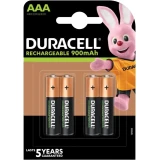 Акумулаторна батерия DURACELL R03 AAA, 900mAh NiMH, 1.2V, 4 бр. в опаковка 