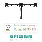 Стойка за 3 мониторa Ewent EW1513, за бюро, Регулируема, 27", 3x7 кг, Черен