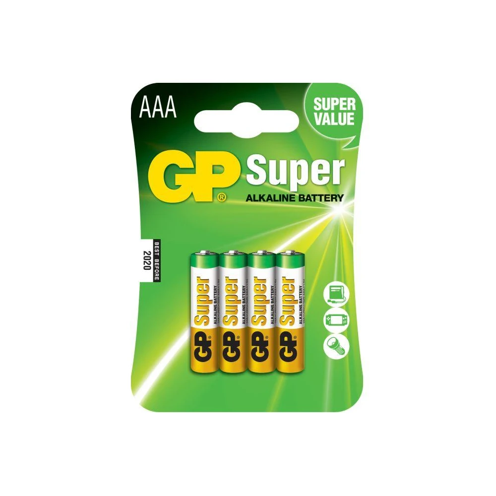 Алкална батерия GP SUPER LR03 AAA, 4 бр. в опаковка / блистер, 1.5V,GP24A