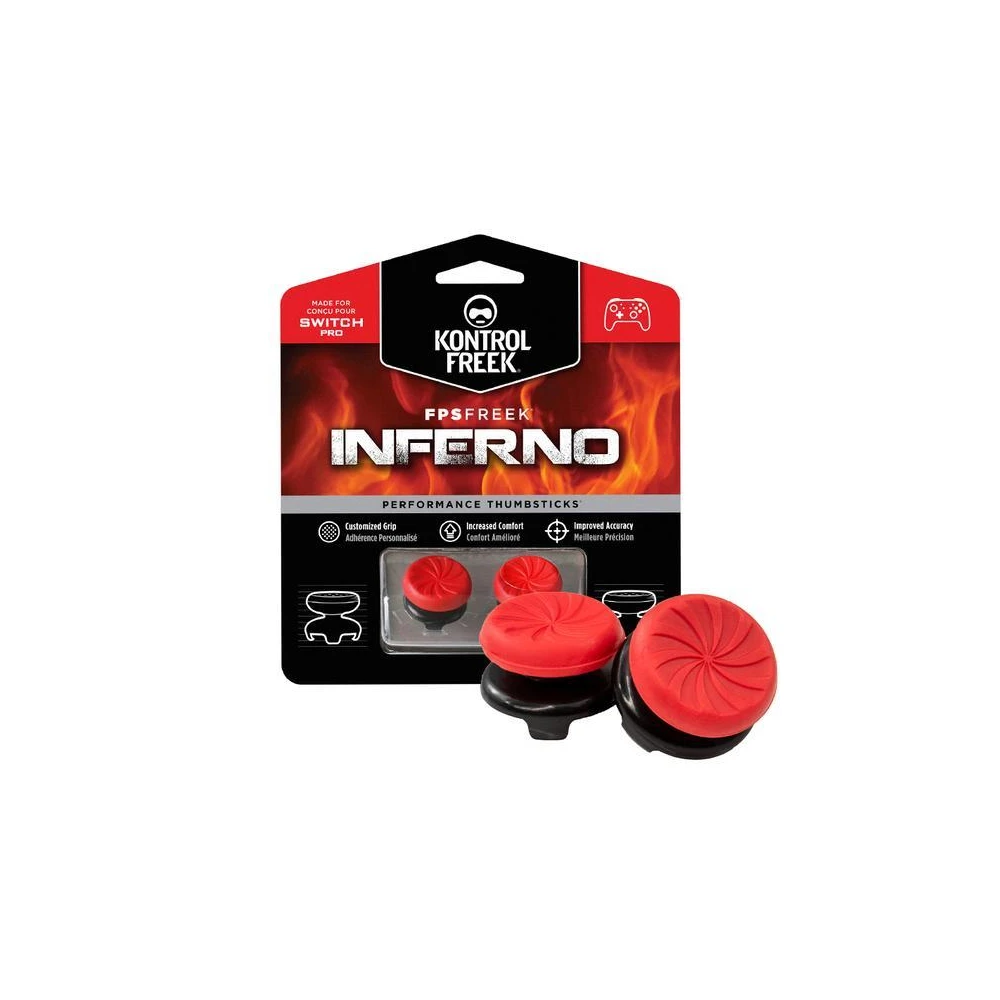 Сменяеми бутончета Thumb Grips KontrolFreek Inferno PRO за Nintendo Switch Pro Controller, червени