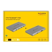 Delock Thunderbolt 4 хъб - 3x Thunderbol 4, 1x USB-A, сив