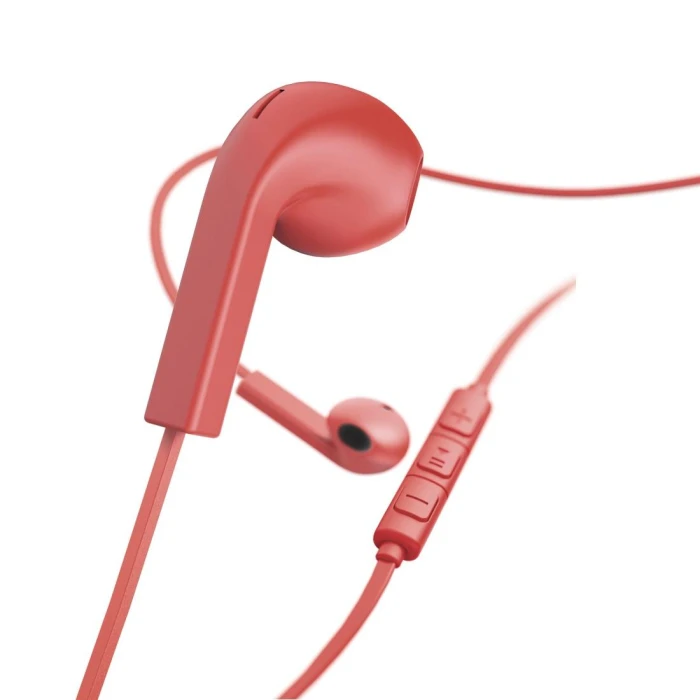Слушалки-тапи HAMA Earbuds " Advance", Микрофон, Плосък кабел, Червен