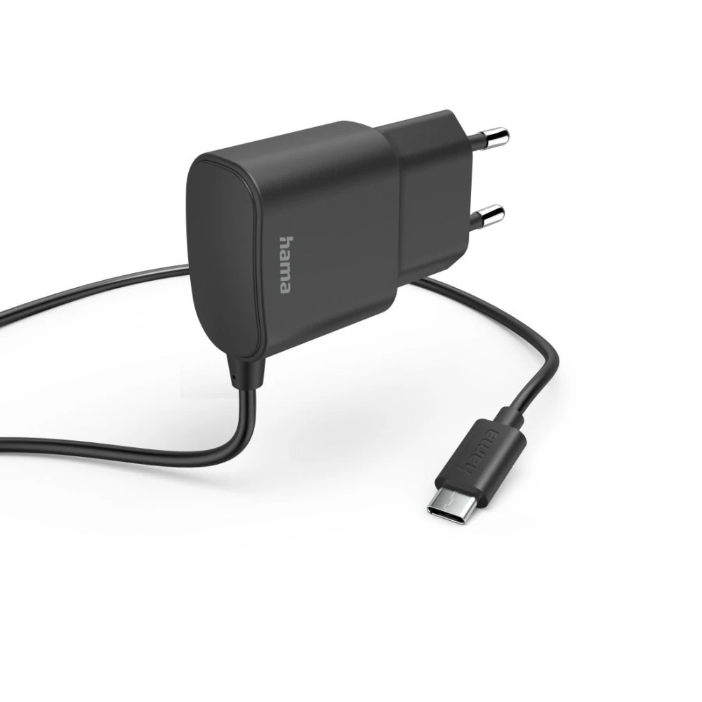 Зарядно устройство Hama с USB-C връзка, 12 W, 1,0 m, черно