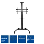 Мобилна стойка ACT AC8370, За под, Регулируема, 32"-70", VESA, До 50 кг., Черна