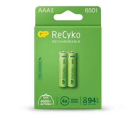 Акумулаторна Батерия GP R03 AAA 650mAh NiMH 65AAAHCE-EB2, 2 бр. в опаковка