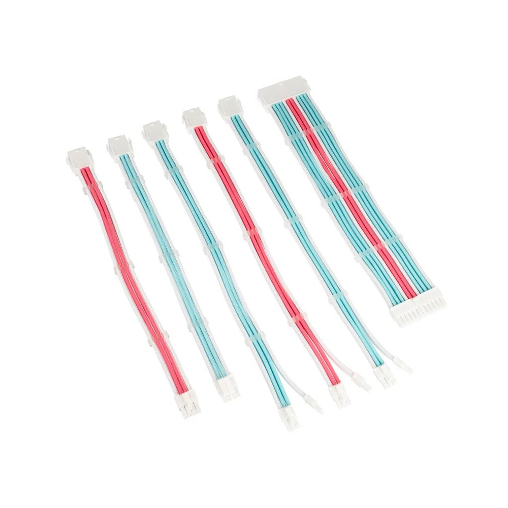Комплект оплетени кабели Kolink Core, Brilliant White/Neon Blue/Pure Pink