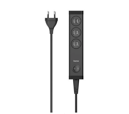 Разклонител Hama USB мулти, 6 порта, USB-A за таблети и смартфони, 34 W