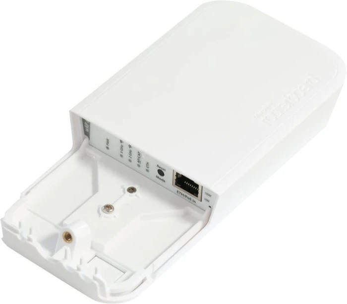 Безжичен Access Point MikroTik RBwAPG-5HacT2HnD, за открито, 64MB RAM, 1xLAN 10/100,1000, 2.4Ghz 802.11b/g/n, 2x int.antenna 2Dbi, RouterOS