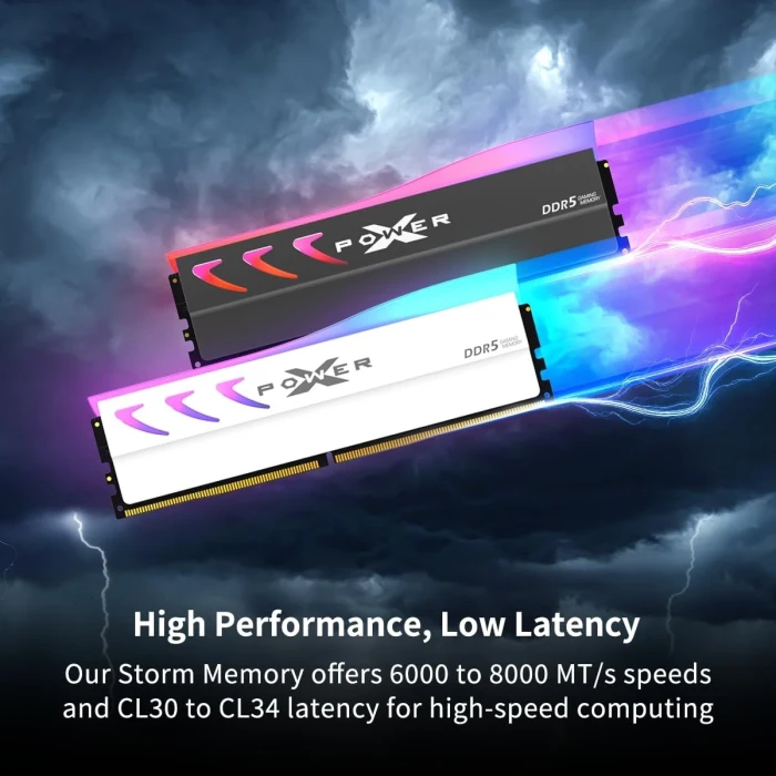32GB (2x16) DDR5-6000 CL36 Silicon Power XPOWER Storm RGB White
