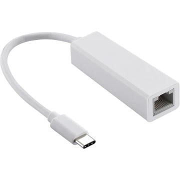 Мрежови адаптер Estillo 10/100 Mbps, USB-C 2.0 към RJ45, Бял