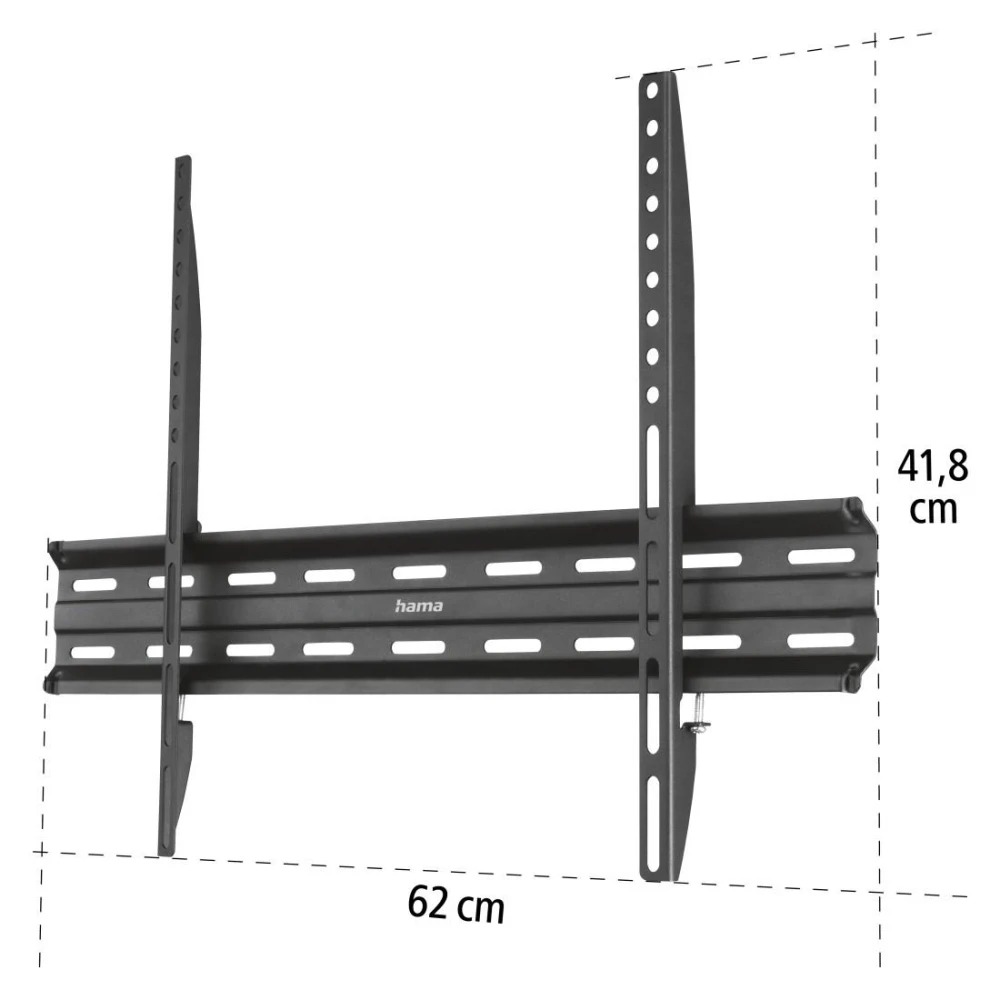 Стенна стойка за TV HAMA, FIX, черна, 600x400, 190 cm (75")