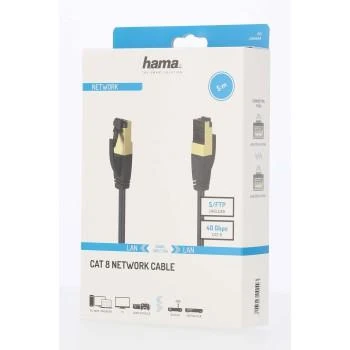 Мрежов пач кабел HAMA S/FTP, CAT 8, RJ-45 - RJ-45, 40Gbit/s, 5.0 m, Halogen-free, Черен