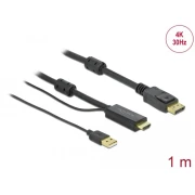Кабел Delock HDMI мъжко - DisplayPort USB мъжко, 4K 30 Hz, 1 м, Черен