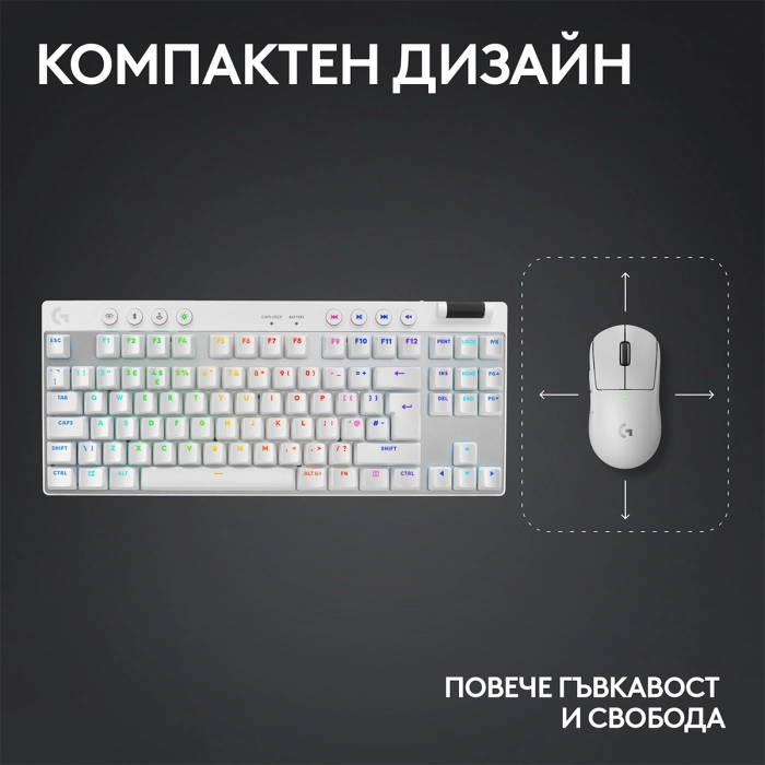 Logitech G Pro X TKL White Lightspeed Tactile Switch