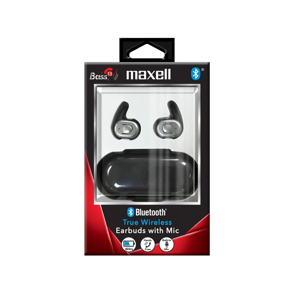 Блутут слушалки-тапи с докинг кутийка Maxell Bass 13, True Wireless, Bluetooth 5.0, Черни