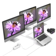 Докинг станция 12 в 1 HAMA 200106, USB, HDMI™, DP, LAN, SD, microSD, Jack, Сив