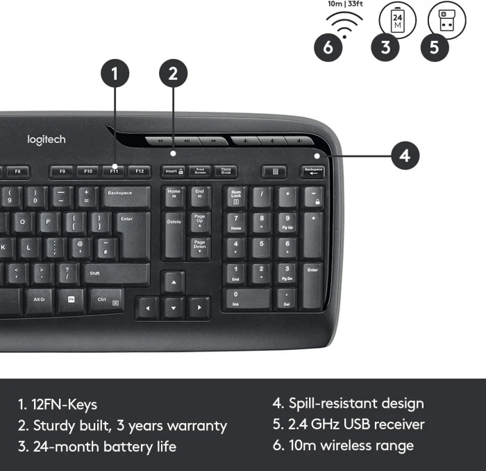 Logitech MK330 Kомплект Безжичен