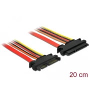 Удължителен кабел SATA III DeLock, SATA 6 Gb/s 22 pin мъжко - SATA 22 pin женско, (3.3 V + 5 V + 12 V), 20 cm