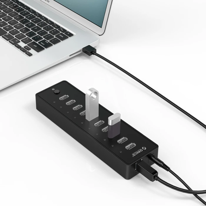 Orico хъб USB 10-port HUB with power adapter -  P10-U2-V1-EU-BK