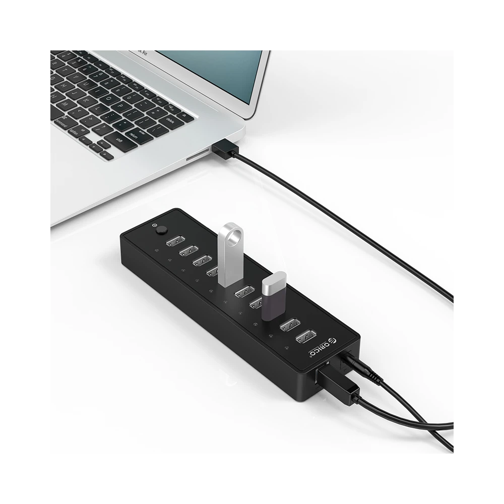 Orico хъб USB 10-port HUB with power adapter -  P10-U2-V1-EU-BK