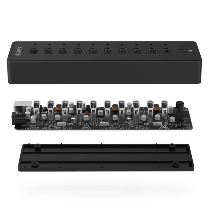 Orico хъб USB 10-port HUB with power adapter -  P10-U2-V1-EU-BK