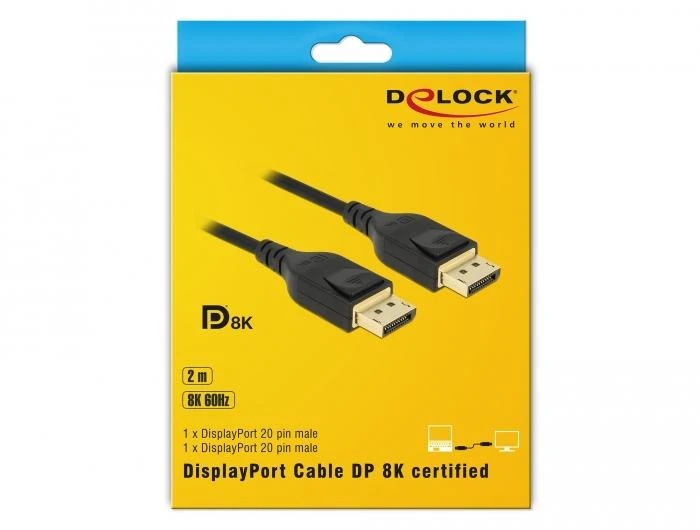 Кабел Delock  DisplayPort мъжко - DisplayPort мъжко, 2.0м, 8K