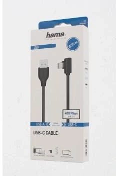 HAMA USB-C > USB-A 2.0 ъглов  - 0.75m