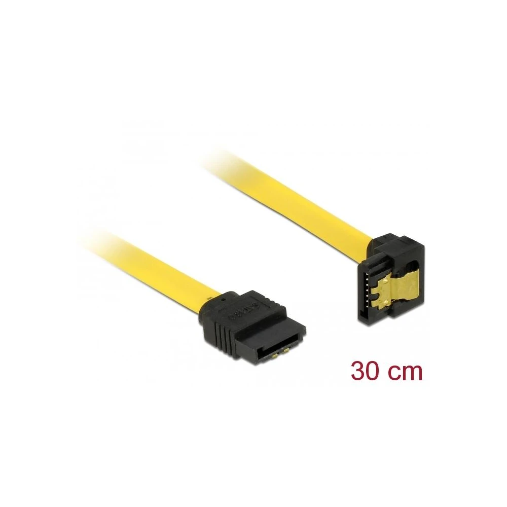 Интерфейсен кабел SATA III Delock 82806, Конектор под 90°. 0.30 m, жълт