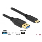 Кабел Delock SuperSpeed, USB-A мъжко - USB-C мъжко, (USB 3.2 Gen 2), 10 Gbps, 1 м, Черен