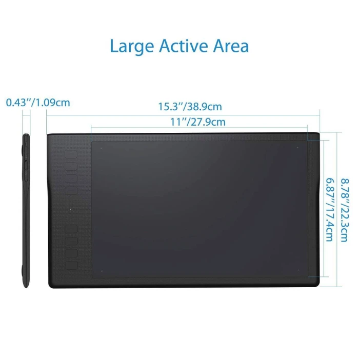 Графичен таблет HUION INSPIROY Q11K V2,  USB, WiFi,  Черен