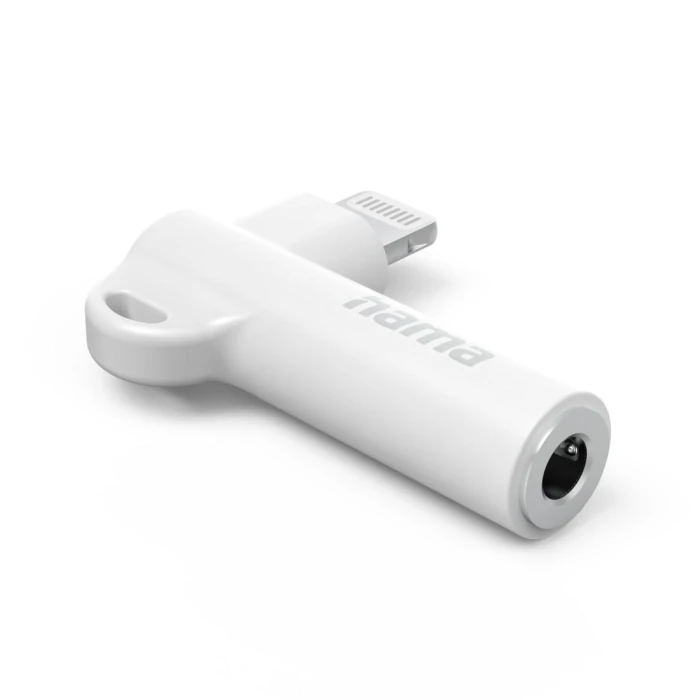 HAMA Адаптер Lightning - 3,5 mm жак, Aux адаптер, 90°, бял