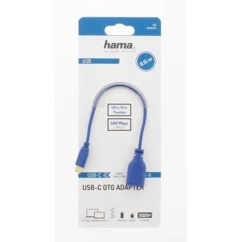 Адаптер HAMA Flexi-Slim, USB-C мъжко - USB 2.0 женско, OTG, 0.15 м., Позлатени конектори, Син