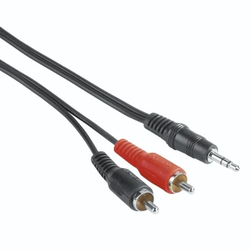 Аудио кабел HAMA, 3,5 mm жак мъжко - 2 x Чинч мъжко, 2м, Черен