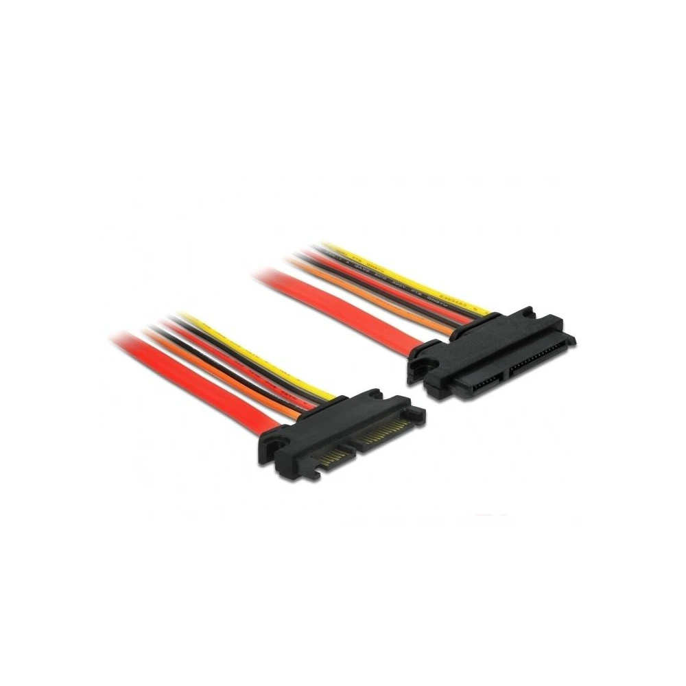 Удължителен кабел SATA III DeLock, SATA 6 Gb/s 22 pin мъжко - SATA 22 pin женско, (3.3 V + 5 V + 12 V), 20 cm