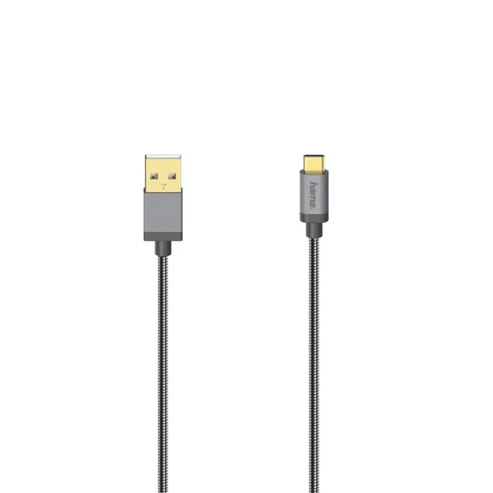 Кабел HAMA 200502, USB-C мъжко - USB-A мъжко, 0.75 м., 5 звезди, 480Mbit/s, Черен