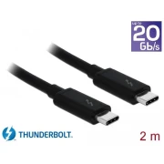 Кабел Delock Thunderbolt 3 (20 Gb/s) USB-C,  мъжко - мъжко, 2.0 м, 3 A, Черен