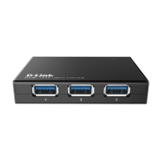 USB хъб D-Link DUB-1340/E със захранване, USB 3.0, Черен