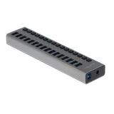 USB хъб Delock 63739, 16 Ports + Switch, Висока скорост, Подсветка, Сив