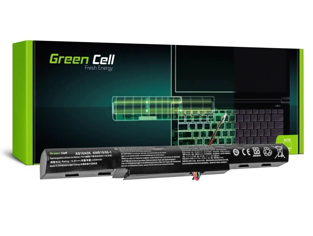 Батерия  за лаптоп GREEN CELL, Acer Aspire E 15 E15 E5-575 E5-575G E 17 E17 E5-774 E5-774G AS16A5K, 14.8V, 2200mAh