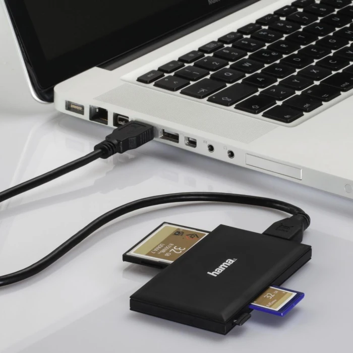 Четец за карти HAMA Multi-Card Reader, USB 3.0, SD/microSD/CF/MS, 5 Gbps, Черен