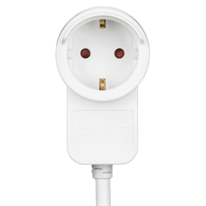 Удължителен кабел HAMA Powerplug, Шуко мъжко, Шуко женско, Допълнителен контакт, 3.0 m, Бял