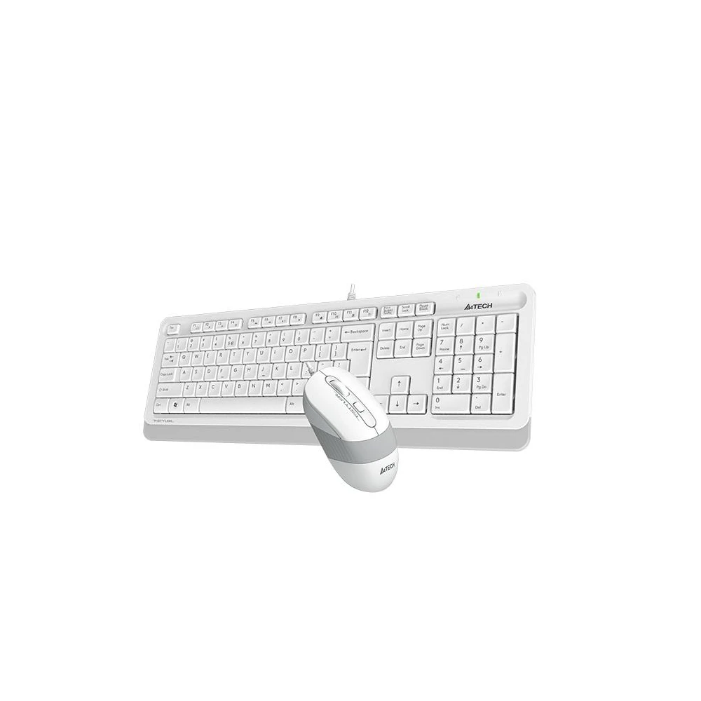 Комплект клавиатура и мишка A4TECH Fstyler F1010, с кабел, USB, Бял