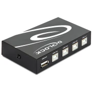 Превключвател Delock 87634, Ръчен, 4 x USB 2.0 порта, Черен