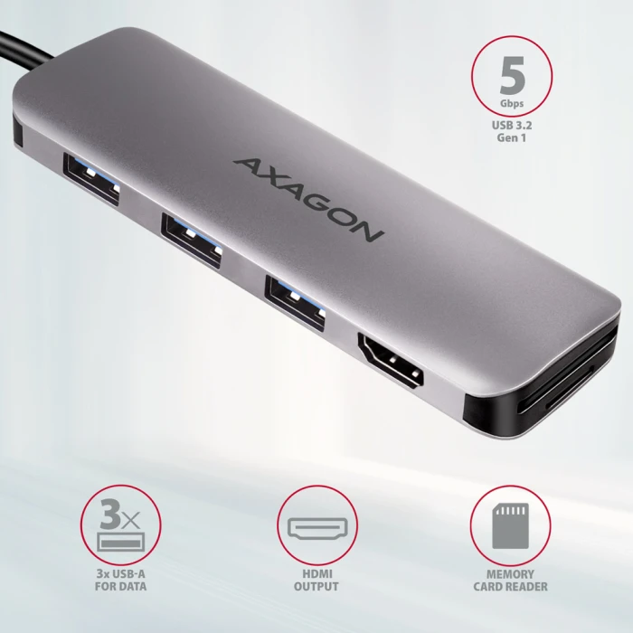 AXAGON HMC-HCR3A SuperSpeed USB-C COMBO 5in1 hub