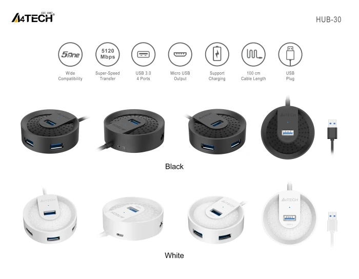 USB хъб A4tech HUB-30