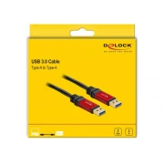 Кабел Delock  USB-A мъжко - USB-А мъжко, 2 м, Premium, Екраниран, Черен