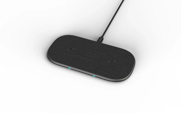 Безжично зарядно RAPOO XC260, Qi, Двойно, 5W/7.5W/10W, Черен