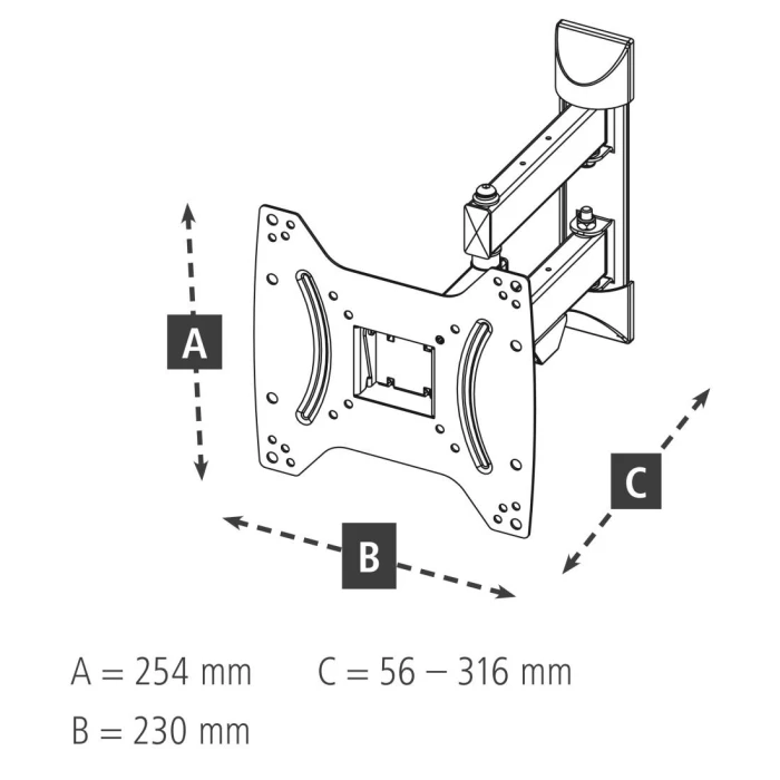 Стенна стойка за TV, Fullmotion, 122 cm (48"), 2 рамена, до 20 кг